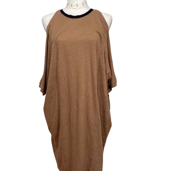 Maje Linen Mini Dress Silk Trim Cutout Shoulders - Picture 8 of 8
